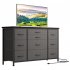 US GARVEE Wide Dresser with 10 Drawers   TV Stand   Power Outlet   Sturdy Metal Frame   Storage Fabric Drawer Unit   Bedroom  Closet  Entryway