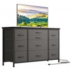 US GARVEE Wide Dresser with 10 Drawers + TV Stand + Power Outlet + Sturdy Metal Frame + Storage Fabric Drawer Unit + Bedroom, Closet, Entryway