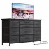 US GARVEE Wide Dresser with 10 Large Drawers  55   TV Stand  Power Outlet  Sturdy Metal Frame  Storage for Bedroom  Living Room