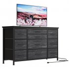 US GARVEE Wide Dresser with 10 Large Drawers, 55'' TV Stand, Power Outlet, Sturdy Metal Frame, Storage for Bedroom, Living Room