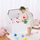 US GARVEE Wooden Toy Box Comfortable Seating Safety Hinged Lid MDF Storage Large Capacity Suitable for Kids Bedroom