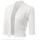 US GLORYSTAR Women's Casual Classic Solid Color 3/4 Sleeve Open Front Cropped Cardigan