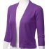 US GLORYSTAR Women s Casual Classic Solid Color 3 4 Sleeve Open Front Cropped Cardigan White M