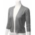 US GLORYSTAR Women s Casual Classic Solid Color 3 4 Sleeve Open Front Cropped Cardigan White M