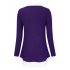 US GLORYSTAR Women s Contrast Color Collared Long Sleeve Patchwork Blouse Shirt Top Purple XL