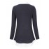 US GLORYSTAR Women s Contrast Color Collared Long Sleeve Patchwork Blouse Shirt Top Dark Gray XL