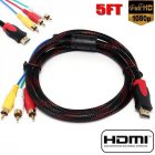 US HDMI-compatible To 3-RCA Video Audio AV Component Converter Adapter Cable for HDTV Pictured