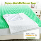 US GARVEE Mattress Topper Queen 3 Inch Green Tea Egg Crate Memory Foam Mattress Topper with Zippered Bamboo Cover