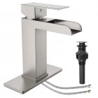 US Homfan Waterfull Single Handle Bathroom Faucet Brushed Nickel Short Handle Pull