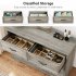 US IDEALHOUSE Dresser for Bedroom with 6 Drawers Wood Drawer Dresser Chest of Drawers for Closet Living Room Hallway Nursery Kids Bedroom Grey