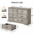 US IDEALHOUSE Dresser for Bedroom with 6 Drawers Wood Drawer Dresser Chest of Drawers for Closet Living Room Hallway Nursery Kids Bedroom Grey
