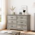 US IDEALHOUSE Dresser for Bedroom with 6 Drawers Wood Drawer Dresser Chest of Drawers for Closet Living Room Hallway Nursery Kids Bedroom Grey