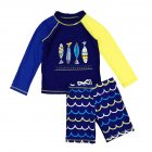 US Kids Boys Quick Dry Sunscreen Long Sleeve Swimwear Shorts Surfing Wetsuit Dark blue 3-4Y
