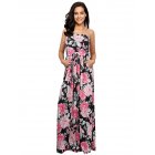 US LEADINGSTAR Women Floral Print Sleeveless Long Party Strapless Maxi Dress