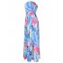 US LEADINGSTAR Women Strapless Maxi Leaf Print Boho Elegant Party Long Dress Light blue L