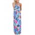 US LEADINGSTAR Women Strapless Maxi Leaf Print Boho Elegant Party Long Dress Light blue L