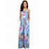 US LEADINGSTAR Women Strapless Maxi Leaf Print Boho Elegant Party Long Dress Light blue L