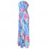 US LEADINGSTAR Women Strapless Maxi Leaf Print Boho Elegant Party Long Dress Light blue XL