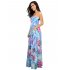 US LEADINGSTAR Women Strapless Maxi Leaf Print Boho Elegant Party Long Dress Light blue XL