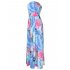 US LEADINGSTAR Women Strapless Maxi Leaf Print Boho Elegant Party Long Dress Light blue XL