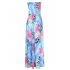 US LEADINGSTAR Women Strapless Maxi Leaf Print Boho Elegant Party Long Dress Light blue XL