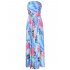 US LEADINGSTAR Women Strapless Maxi Leaf Print Boho Elegant Party Long Dress Light blue XL