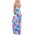 US LEADINGSTAR Women Strapless Maxi Leaf Print Boho Elegant Party Long Dress Light blue XL