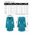 US LEADINGSTAR Women Solid Long Sleeve Elastic Waist Wrap V Neck Fit Flare Dress Blue Green XS