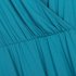 US LEADINGSTAR Women Solid Long Sleeve Elastic Waist Wrap V Neck Fit Flare Dress Blue Green XS