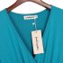 US LEADINGSTAR Women Solid Long Sleeve Elastic Waist Wrap V Neck Fit Flare Dress Blue Green XS