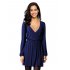 US LEADINGSTAR Women Solid Long Sleeve Elastic Waist Wrap V Neck Fit Flare Dress Burgundy XS