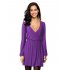 US LEADINGSTAR Women Solid Long Sleeve Elastic Waist Wrap V Neck Fit Flare Dress Burgundy XS