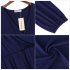 US LEADINGSTAR Women Solid Long Sleeve Elastic Waist Wrap V Neck Fit Flare Dress Dark Blue XS