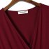 US LEADINGSTAR Women Solid Long Sleeve Elastic Waist Wrap V Neck Fit Flare Dress Burgundy XS