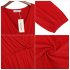 US LEADINGSTAR Women Solid Long Sleeve Elastic Waist Wrap V Neck Fit Flare Dress Red XL