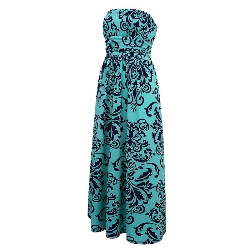 US LEADINGSTAR Wrapped Chest Print Floor Mopping Dress Green