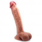 US LUVKIS 10Inch Realistic Dildo Dual-Layered Silicone Cock with Full Shaped Balls and Strong Suction Cup Didlo Sex Toy for Women