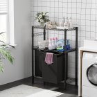 US AMYOVE Laundry Rack Bamboo Tube Storage Laundry Basket with 2 Laundry Bags Removable 45L Metal Frame