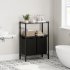 US Laundry Rack Bamboo Tube Storage Laundry Basket with 2 Laundry Bags Removable 45L Metal Frame for Laundry Room Bathroom Living Room Bedroom Black
