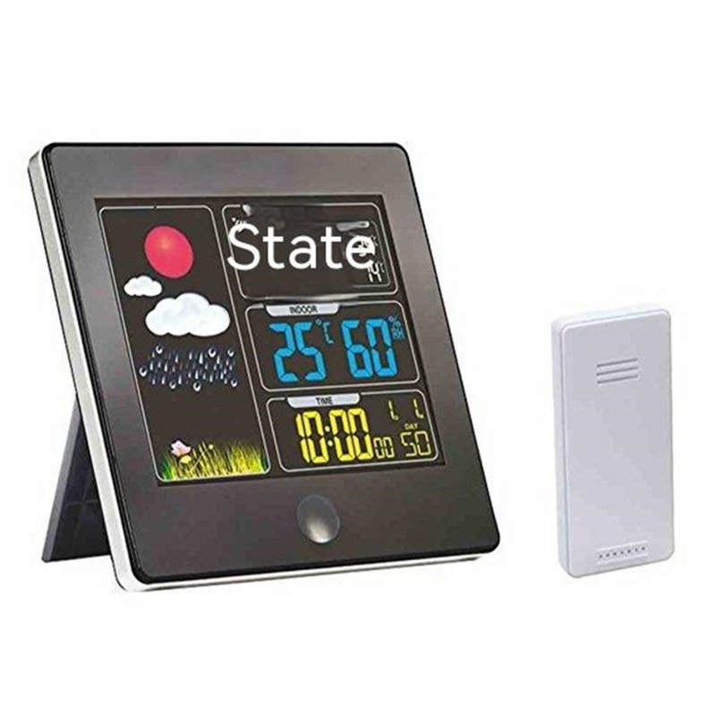 US Lcd Digital Weather Station Clock Multi-function Temperature Humidity Meter Alarm Clock With Snooze Function black