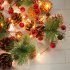 US Litake Christmas Garland with Lights 2 Pack 6 56FT 20 LED Battery Operated Pine Lights with Red Berry Lighted