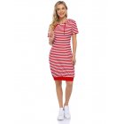 US MISSKY Women's Casual Short Sleeve Solid Color Pullover Hooded Tunic Dress with Kangaroo Pocket