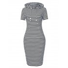 US MISSKY Women's Fashion Hooded Short Sleeve Dress Slim Fit Casual Dress