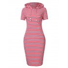 US MISSKY Women's Fashion Hooded Short Sleeve Dress Slim Fit Casual Dress