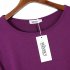 US MISSKY Women s Solid Scoop Neck 3 4 Sleeve Pockets Loose Swing Casual Midi Dress purple M