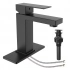 US Matte Black Bathroom Sink Faucet for 1 or 3 Hole with Pop Up Drain Stopper & Water Supply Hoses No-Lead