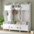 US Modern Style Hall Tree With Drawer Metal Hooks Easy Assembly Hallway Coat Rack For Hallway Living Room Mudroom Black
