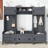 US Modern Style Hall Tree With Drawer Metal Hooks Easy Assembly Hallway Coat Rack For Hallway Living Room Mudroom Black