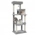 US Multi Layered Cat Bench with Litter and Top Lie and Hammock and Sisal Cat Scratching Post and Plush Hanging Ball Grey