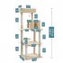 US Multi Layered Cat Bench with Litter and Top Lie and Hammock and Sisal Cat Scratching Post and Plush Hanging Ball Grey